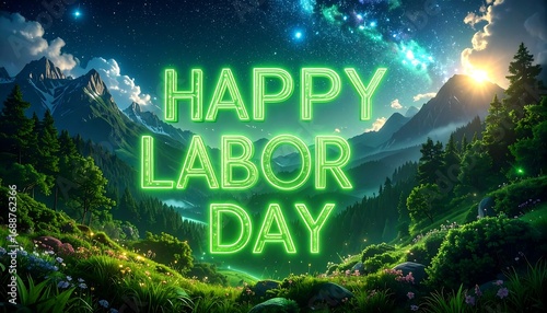 A vibrant, glowing greeting for Labor Day