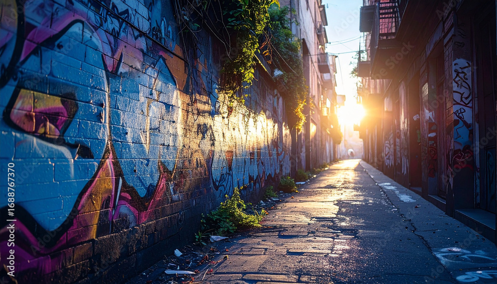 Fototapeta premium A vintage street wall with graffiti abstract background