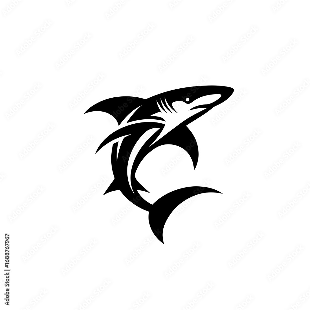 Fototapeta premium Tribal shark silhouette logo design