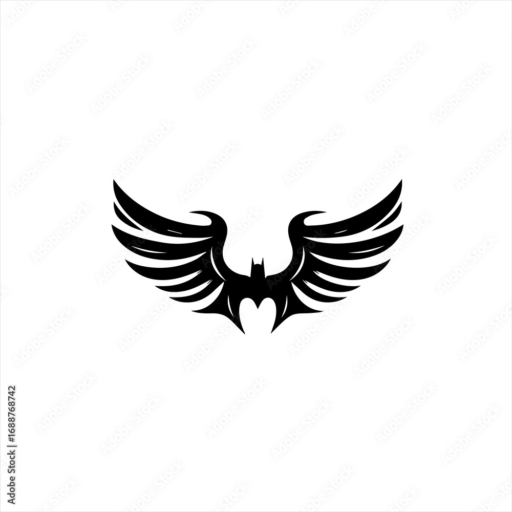 Fototapeta premium Stylized bat silhouette with open wings