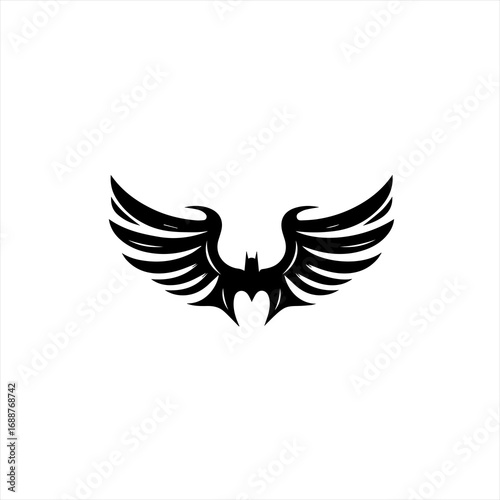 Stylized bat silhouette with open wings