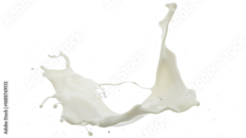 closeup milk splash isolated on white background. 3d rendering. PNG files.