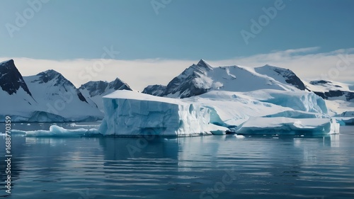 Wallpaper Mural Majestic Snow-Covered Mountains and Floating Iceberg in Polar Environment Torontodigital.ca