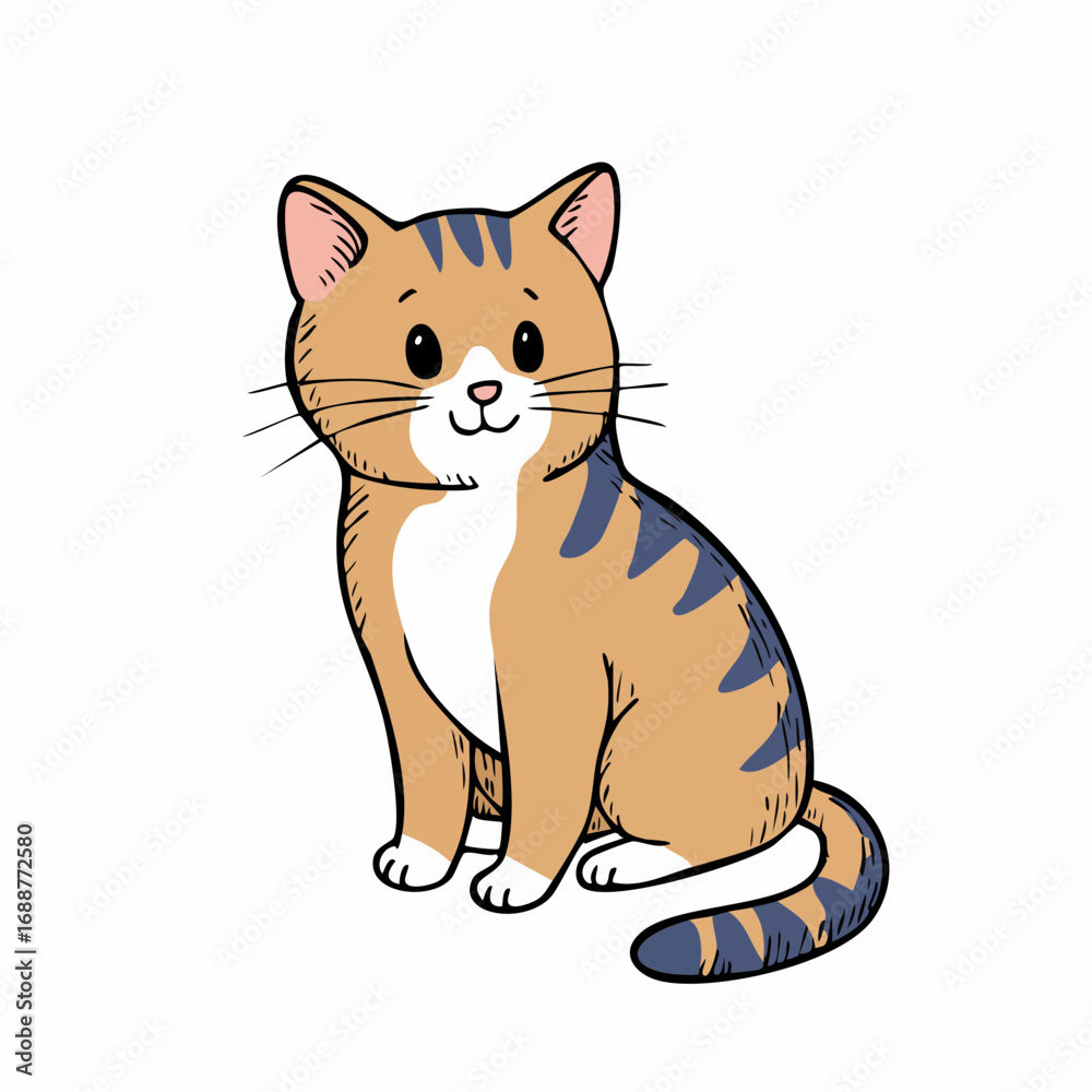 Obraz premium vector illustration of a cat,white background