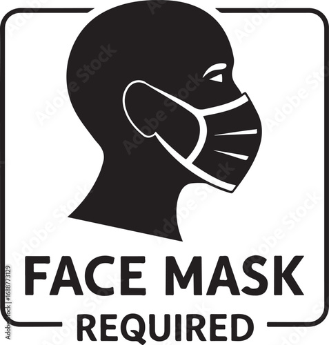 Face Mask Required Sign Vector Icon Silhouette