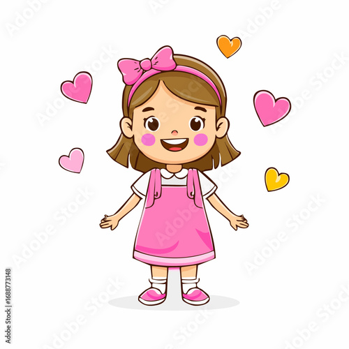 little girl with heart girl happy smile 