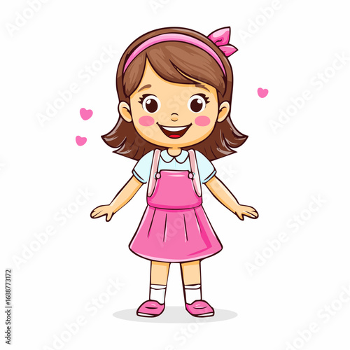 little girl in pink dress,girl happy smile 