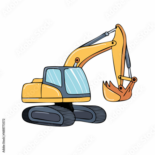 excavator on white
