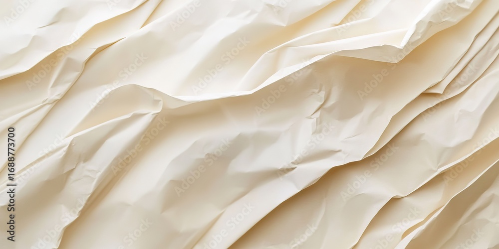 Obraz premium Beige crumpled paper background with texture and copy space for text