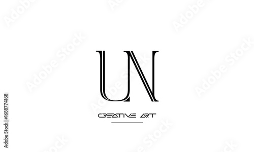NU, UN, N, U abstract letters logo monogram