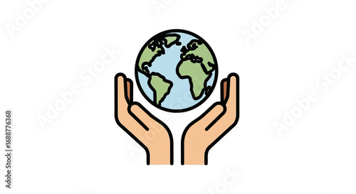 Protecting Our Planet Hands Holding Earth Icon