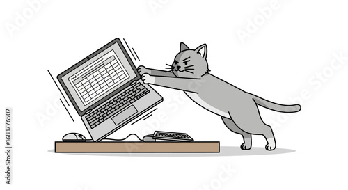 Mischievous Cat Chaos A Feline's Frustration with Technology