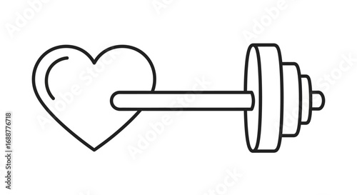 Heart health concept with a dumbbell symbolizing fitness and strength training for a healthy lifestyle