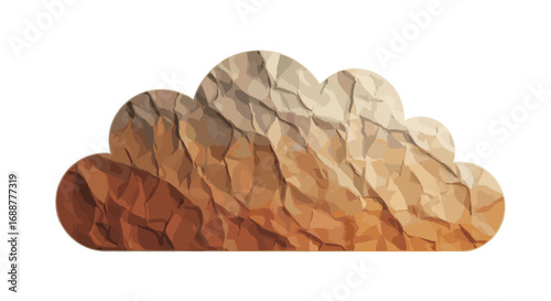 Illustration of a cloud with a paper texture in shades of brown color