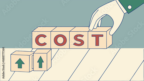 Increasing Costs Conceptual Illustration with Blocks and Arrows.