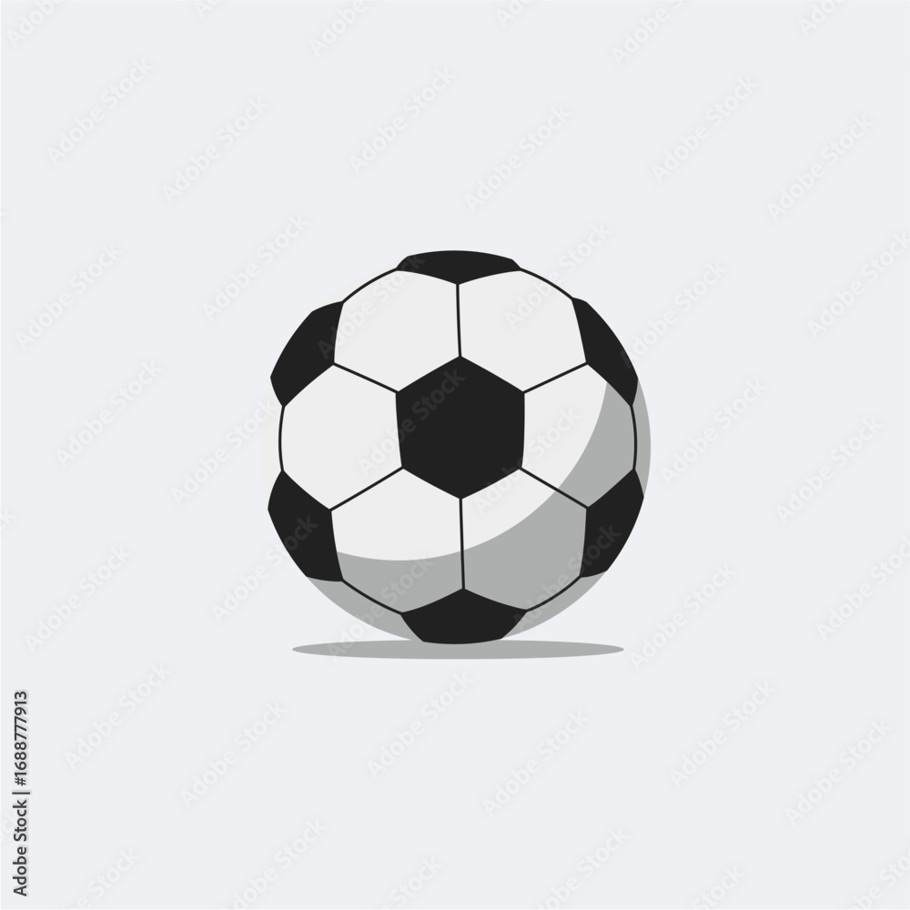 Fototapeta premium Simple black and white illustration of a soccer ball.