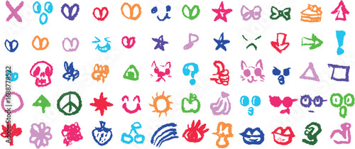 Colorful Hand Drawn Marker Style Icons Set