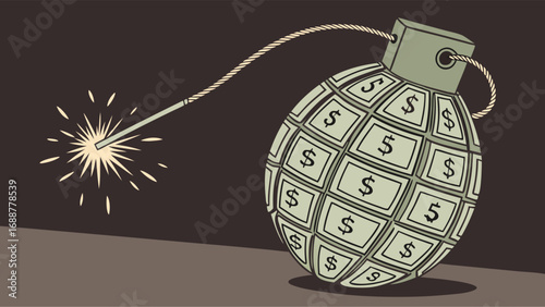 Money Bomb Financial Risk Economic Crisis Business Danger Investment Threat Currency Instability Wealth Volatility Dollar Bomb Explosive Finance High Stakes Gamble Risk Assessment Financial Instabili.