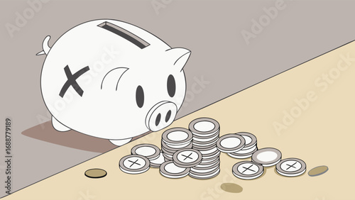 Piggy Bank and Stack of Coins Illustration of Savings Finance Concept Budget Money Currency Investment Financial planning Banking Economy Wealth Saving money Financial security Money management Finan.