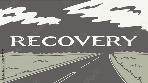 Recovery Journey Road to Wellness Hope and Progress Illustration.
