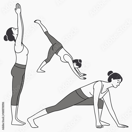 Yoga poses flat illustration generated by ai