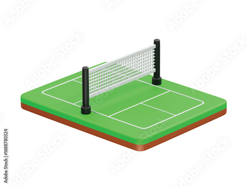 Badminton court icon 3d rendering illustration