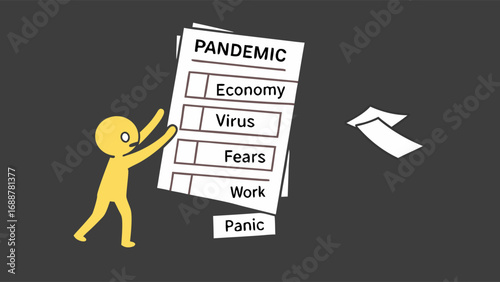 Struggling with Pandemic Challenges Abstract Illustration of Overwhelm and Anxiety.
