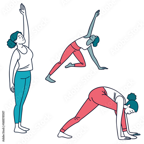 Yoga poses flat illustration generated by ai