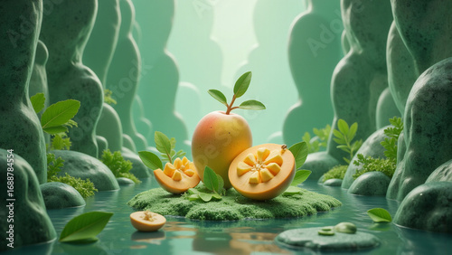 Tropical Melon in Serene Oasis