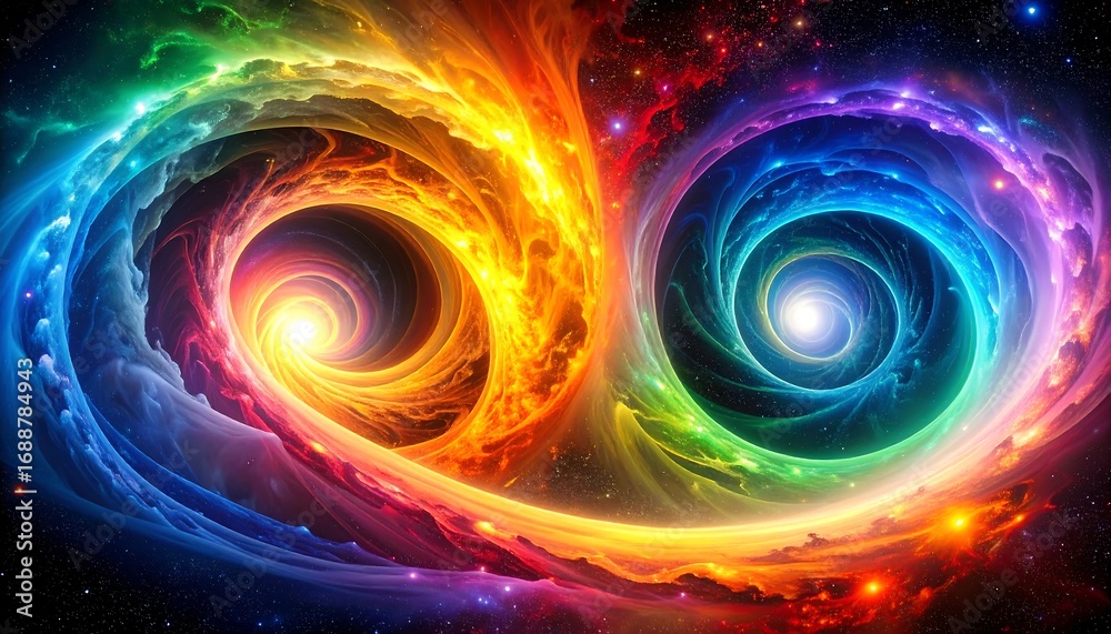 Obraz premium Abstract Space Swirls with Rainbow Colors and Twirling Light