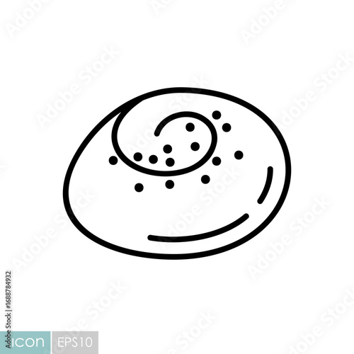 Delicious poppy seed bun vector line icon
