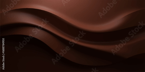 Dark chocolate abstract background with flowing silky waves and smooth texture vector