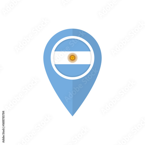 Map marker with Argentine flag. Location pin icon with flag of Argentina
