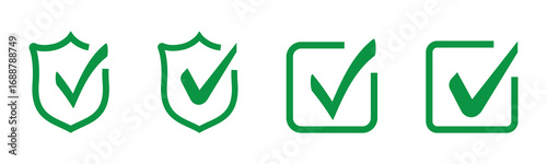 Check box icon with correct, accept checkmark icons tick box checked. Vector Illustration Eps 10