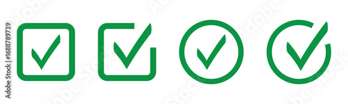 tick mark with checkbox icon. green checkmark sign for app, ui, website. vector illustration on transparent background.