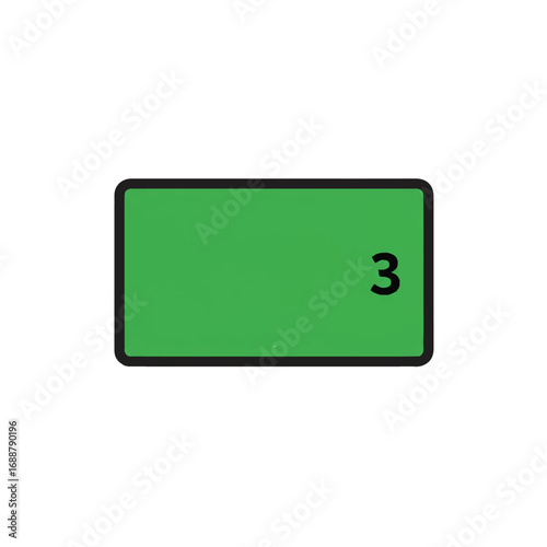 Green rectangle with number 3 inside.