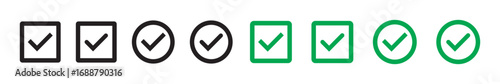 check mark icon button set. check box icon with right or correct buttons and yes checkmark tick box icons - checkbox symbol sign. check mark box square frame. vector illustration