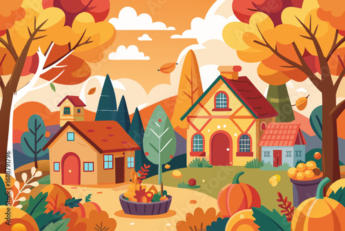 Pumpkins sitting on hay bales at a fall festival during sunset. Autumn farmers market. Harvest festival pumpkins displayed. Pumpkins Autumn decorative background composition.