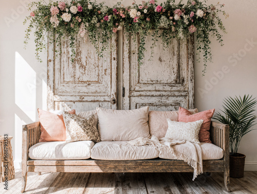 Bohemian Floral Living Room with Vintage Charm