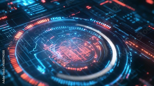 Wallpaper Mural Futuristic hud display showing rotating circular element with glowing lines Torontodigital.ca