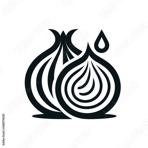 Monochrome Black Shallot Symbol in Flat Style