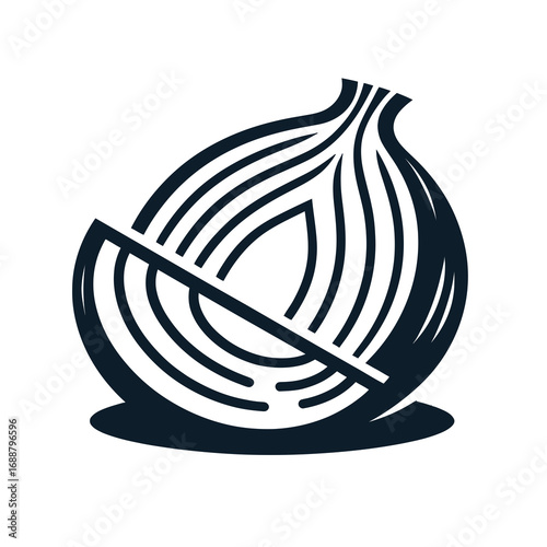 Black Vector Icon of Onion Slice Design