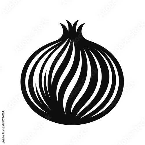 Flat Black Shallot Icon in Vector Format