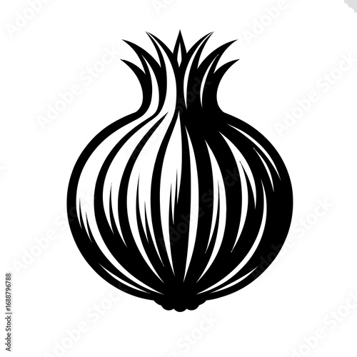 Black and White Icon of Shallot Isolated