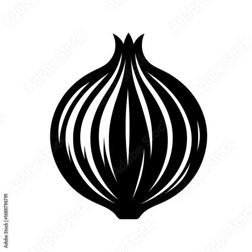 Monochrome Black Shallot Icon Illustration