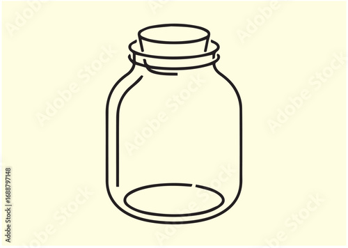 Empty glass jar Line art Vector design