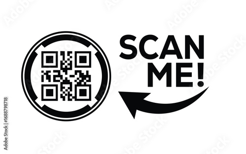 QR code scan icon set. Scan me frame. QR code scan for smartphone. QR code for mobile app, payment and identification. Vector illustration.