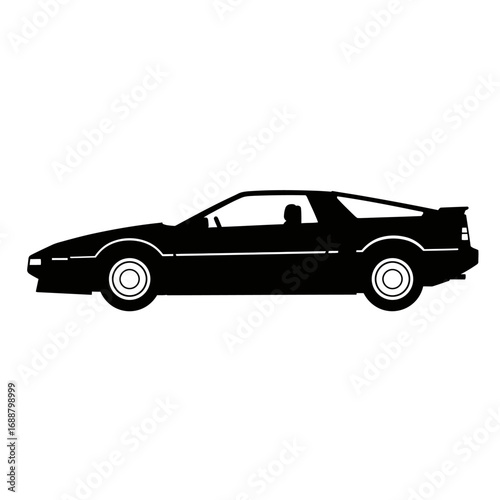 Sleek Black Silhouette of a Classic Sports Car.