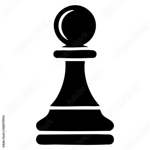 Minimalist black and white chess logo with a single pawn silhouette