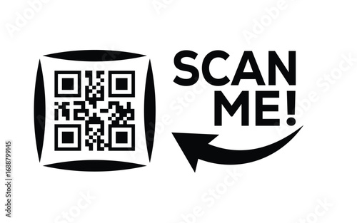 QR code scan icon set. Scan me frame. QR code scan for smartphone. QR code for mobile app, payment and identification. Vector illustration.